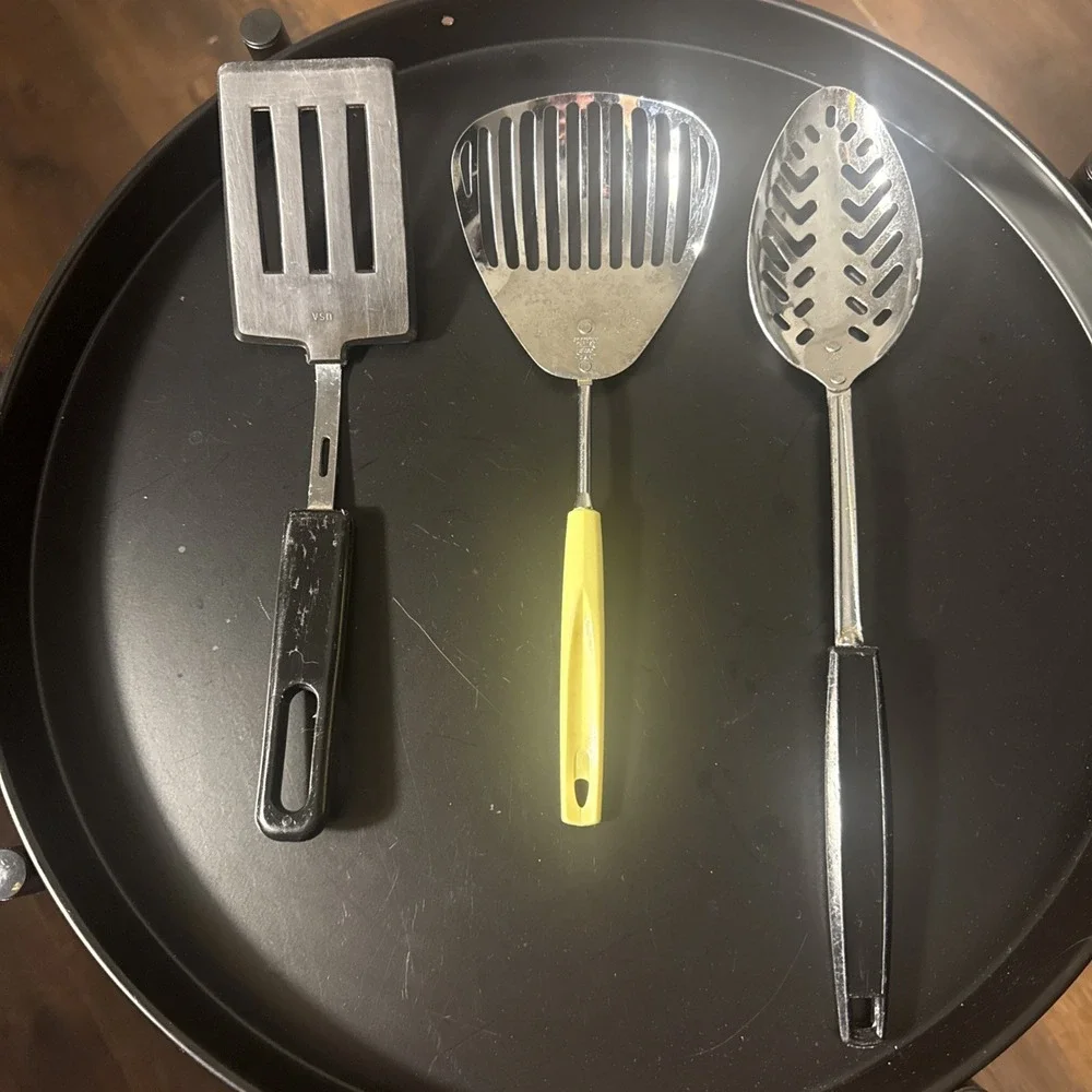 Vintage Ekco A&J Slotted Spatula Skimmer Spoon Kitchamajig Utensil Lot‎ 3 PC USA